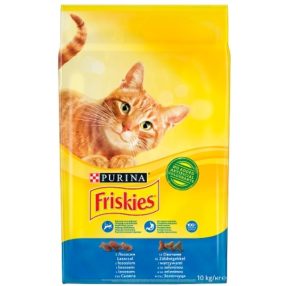   Friskies teljes értékű állateledel felnőtt macskák számára lazaccal és zöldségekkel 10 kg
