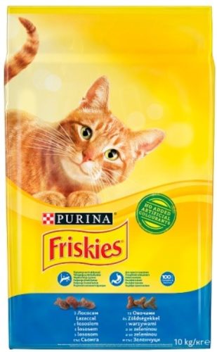 Friskies teljes értékű állateledel felnőtt macskák számára lazaccal és zöldségekkel 10 kg