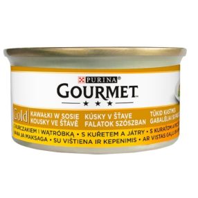   Gourmet Gold teljes értékű állateledel felnőtt macskák számára csirkével és májjal 85 g