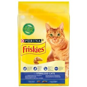   Friskies Sterilised teljes értékű eledel ivartalanított macskáknak lazaccal és zöldségekkel 10 kg