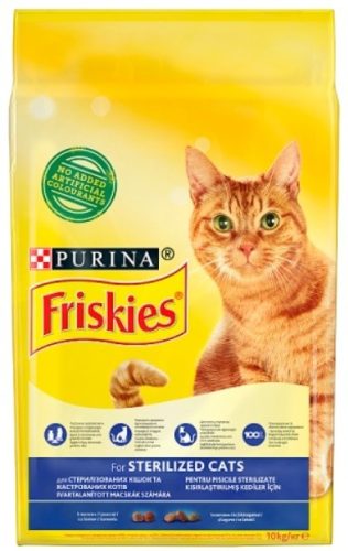 Friskies Sterilised teljes értékű eledel ivartalanított macskáknak lazaccal és zöldségekkel 10 kg