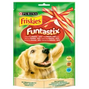  Friskies Funtastix bacon és sajt ízesítésű kiegészítő állateledel felnőtt kutyák számára 175 g