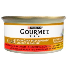   Gourmet Gold Duó Élmény teljes értékű állateledel felnőtt macskák számára marhával és csirkével 85 g