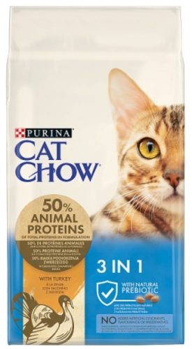 Cat Chow 3-in-1 száraz macskaeledel pulykában gazdag 15 kg