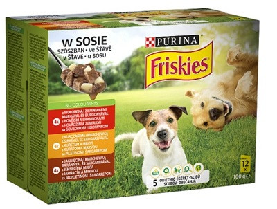 Friskies teljes értékű állateledel felnőtt kutyák számára szószban 12 x 100 g 