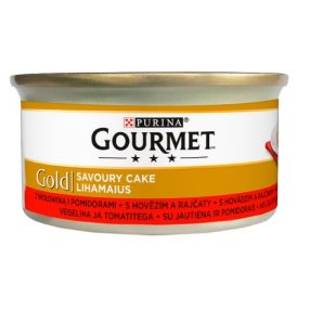   Gourmet Gold teljes értékű állateledel felnőtt macskák számára marhahússal és paradicsommal 85 g