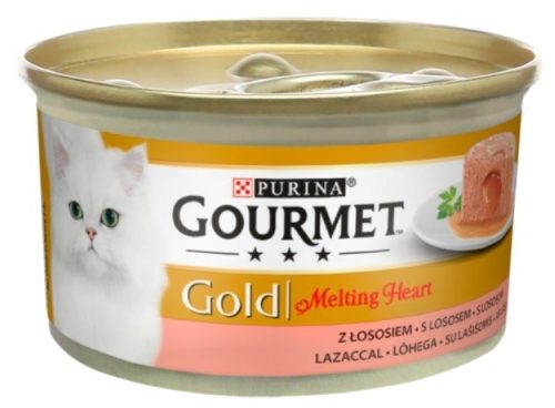 Gourmet Gold Melting Heart teljes értékű állateledel felnőtt macskák számára lazaccal 85 g