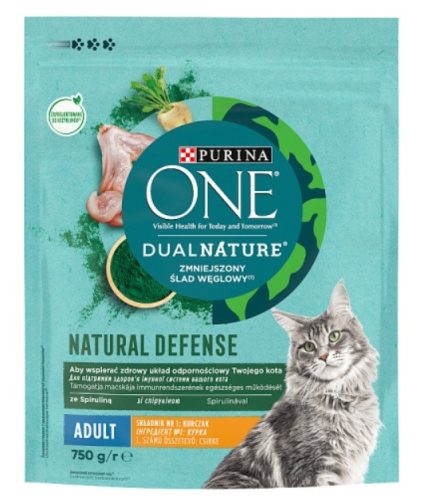 Purina One Dual Nature Spirulina Adult Csirkével száraz macskaeledel 750g