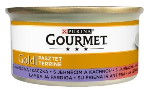 Gourmet Gold teljes értékű állateledel felnőtt macskák számára báránnyal és zöldbabbal 85 g