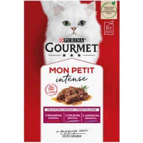   Gourmet Mon Petit marhával/borjúval/báránnyal nedves macskaeledel 6 x 50 g