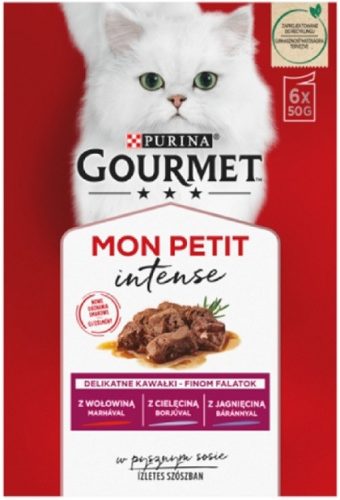 Gourmet Mon Petit marhával/borjúval/báránnyal nedves macskaeledel 6 x 50 g