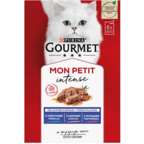   Gourmet Mon Petit tonhallal/lazaccal/pisztránggal nedves macskaeledel 6 x 50 g
