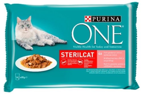 Purina One Sterilcat Lazaccal és Répával nedves macskaeledel sterilizált macskák számára 4 x 85 g