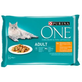   Purina One Csirkével és Zöldbabbal nedves macskaeledel felnőtt macskák számára 4 x 85 g