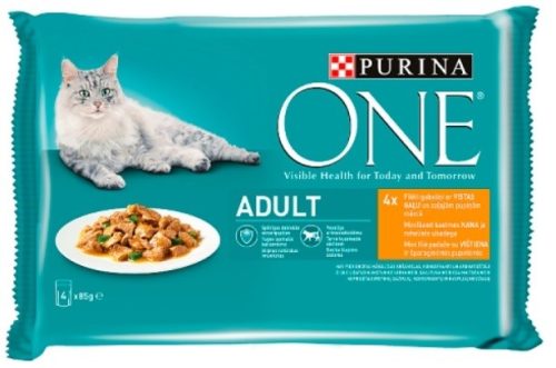 Purina One Csirkével és Zöldbabbal nedves macskaeledel felnőtt macskák számára 4 x 85 g