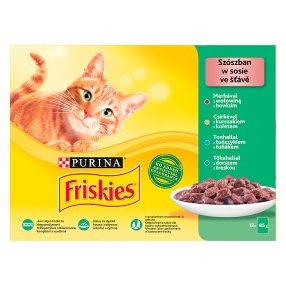   Friskies 12X85g Marhával/Csirkével/Tonhallal/Tőkehallal nedves macskaeledel
