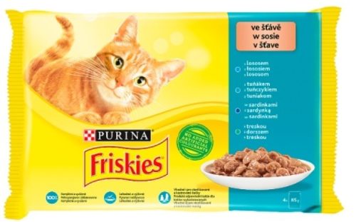 Friskies szószban lazaccal/tonhallal/szardíniával/tőkehallal nedves macskaeledel 4 x 85g