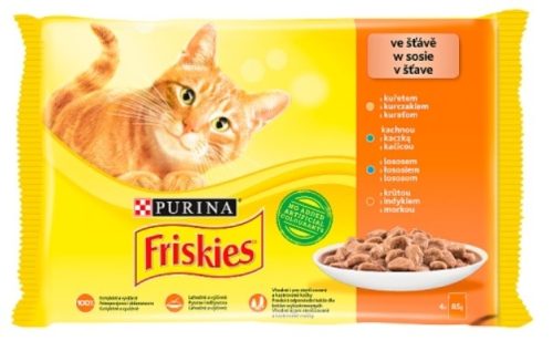 Friskies Szószban Csirkével/Kacsával/Lazaccal/Pulykával nedves macskaeledel 4 x 85 g