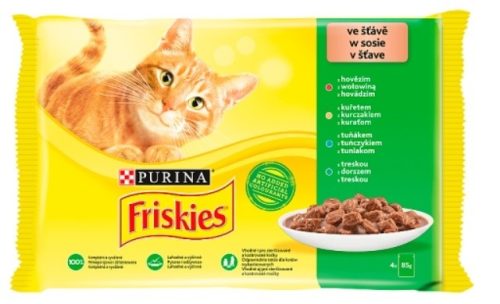 Friskies szószban marhával/csirkével/tonhallal/tőkehallal nedves macskaeledel 4 x 85 g