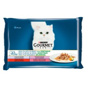   Gourmet Perle mini filé szószban, zöldségekkel teljesértékű állateledel macskáknak 4 x 85 g