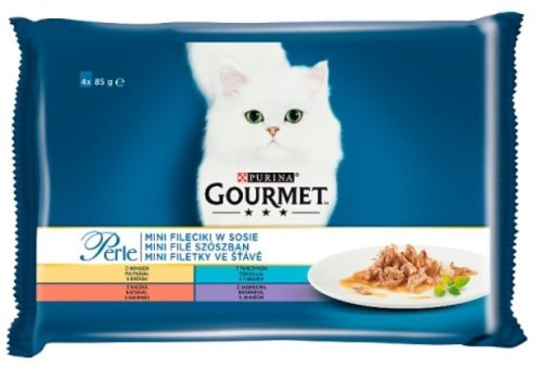 Gourmet Perle mini filé szószban teljesértékű állateledel macskáknak 4 x 85 g