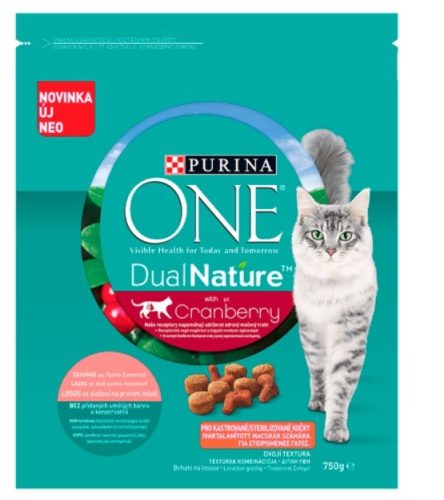 Purina One DualNature Cranberry teljes értékű állateledel ivartalanított macskáknak lazaccal 750 g