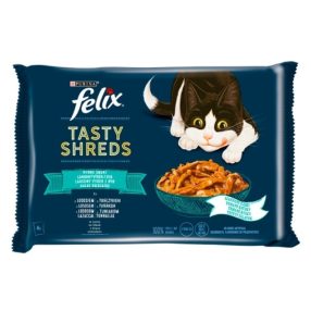   Felix Shreds Halas Válogatás teljes értékű állateledel felnőtt macskáknak szószban 4 x 80 g (320 g)