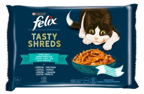 Felix Shreds Halas Válogatás teljes értékű állateledel felnőtt macskáknak szószban 4 x 80 g (320 g)