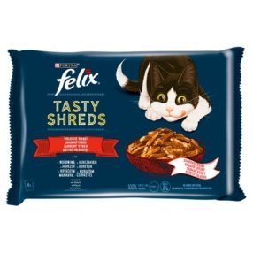   Felix Shreds Házias Válogatás teljes értékű állateledel felnőtt macskáknak szószban 4 x 80 g (320 g)