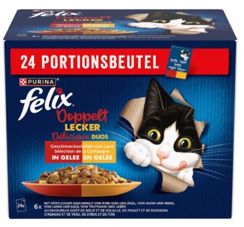 Felix Fantastic Duo Házias válogatás aszpikban nedves macskaeledel 24x85g