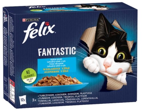 Felix Fantastic Halas válogatás aszpikban nedves macskaeledel 12x85g