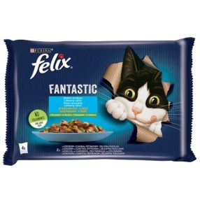   Felix Fantastic Lazaccal/Pisztránggal aszpikban nedves macskaeledel 4 x 85 g (340 g)