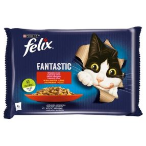   Felix Fantastic Nyúllal/Báránnyal aszpikban nedves macskaeledel 4 x 85 g (340 g)