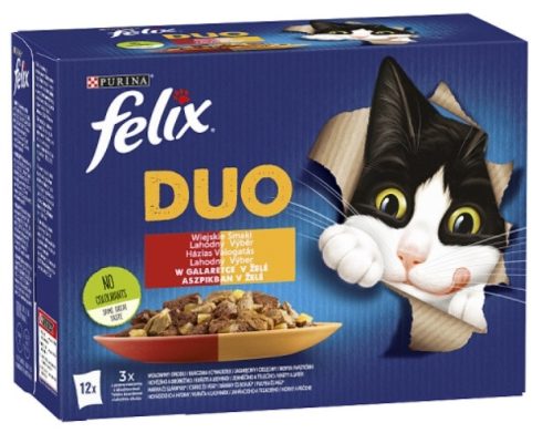 Felix Fantastic Duo Házias válogatás aszpikban nedves macskaeledel 12x85g