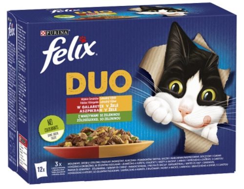 Felix Fantastic Duo Házias válogatás zöldséggel aszpikban nedves macskaeledel 12x85g