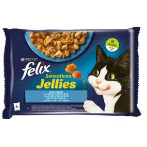   Felix Sensations Jellies Halas Válogatás aszpikban nedves macskaeledel 4 x 85 g (340 g)