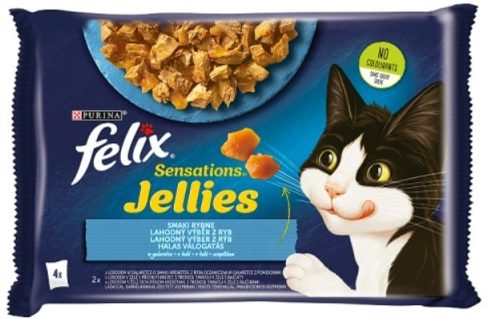 Felix Sensations Jellies Halas Válogatás aszpikban nedves macskaeledel 4 x 85 g (340 g)