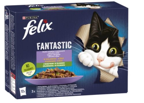 Felix Fantastic Házias válogatás, zöldségekkel aszpikban nedves macskaeledel 12x85g