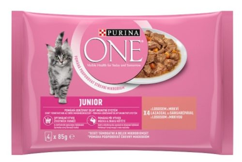 Purina One Junior Lazaccal és Sárgarépával nedves macskaeledel 4x85g
