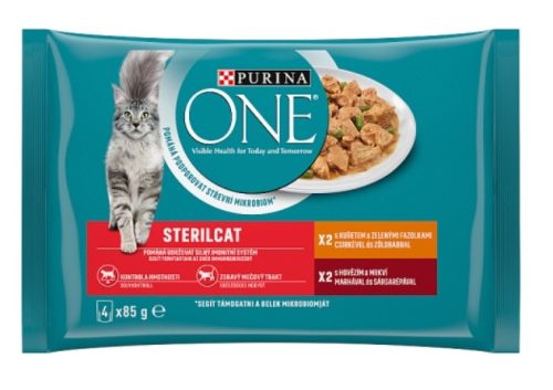 Purina One Sterilcat Csirkével és Zöldbabbal nedves macskaeledel 4x85g