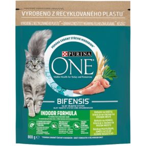   Purina One Indoor Formula pulykában és teljes kiőrlésű gabonákban gazdag száraz macskaeledel 800 g