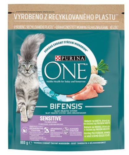 Purina One Sensitive Pulykában gazdag száraz macskaeledel 800g