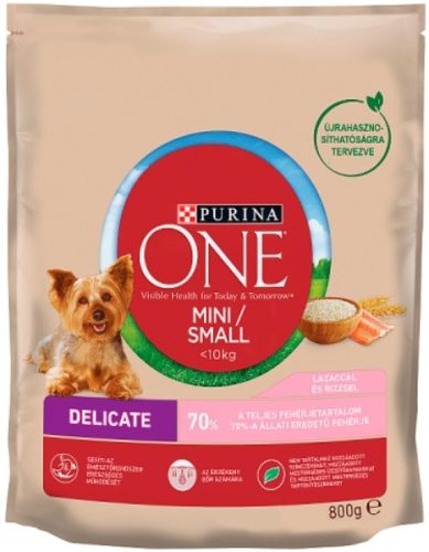 Purina One Mini Delicate száraz kutyaeledel lazaccal és rizzsel 800 g