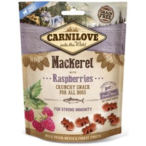   Carnilove Dog Crunchy Snack Makréla Hússal és Málnával 200g