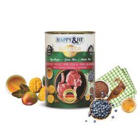  HAPPY&FIT SUPERIOR FRISS MARHAHÚS MANGÓVAL, ÁFONYÁVAL 400G