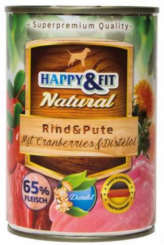 HAPPY&FIT NATURAL RIND&PUTE MIT CRANBERRIES&DISTELÖL 400G