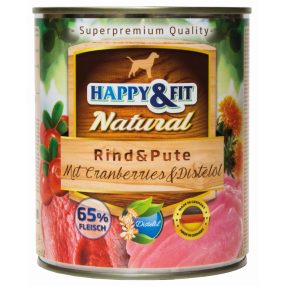 HAPPY&FIT NATURAL RIND&PUTE MIT CRANBERRIES&DISTELÖL 800G