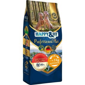   HAPPY&FIT PROFESSIONAL PLUS PERFORMANCE POULTRY&RICE 15+3KG AJÁNDÉK (18KG)