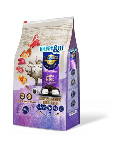 HAPPY&FIT SUPERIOR GRAIN FREE HYPO FRISS MARHA, STRUCC, VÍZIBIVALY ÉS SÜTŐTÖK 10KG