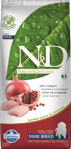 N&D DOG GRAIN FREE CSIRKE&GRÁNÁTALMA PUPPY MAXI 12KG